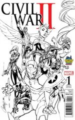 DF CIVIL WAR II #1 MIDTOWN EXC B&W CAMPBELL