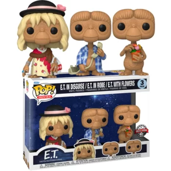 FUNKO POP MOVIES E.T. THE EXTRA-TERRESTRIAL 3-PACK E.T. IN DISGUISE / IN ROBE / WITH FLOWERS WALMART EXCLUSIVE VINYL FIGURE